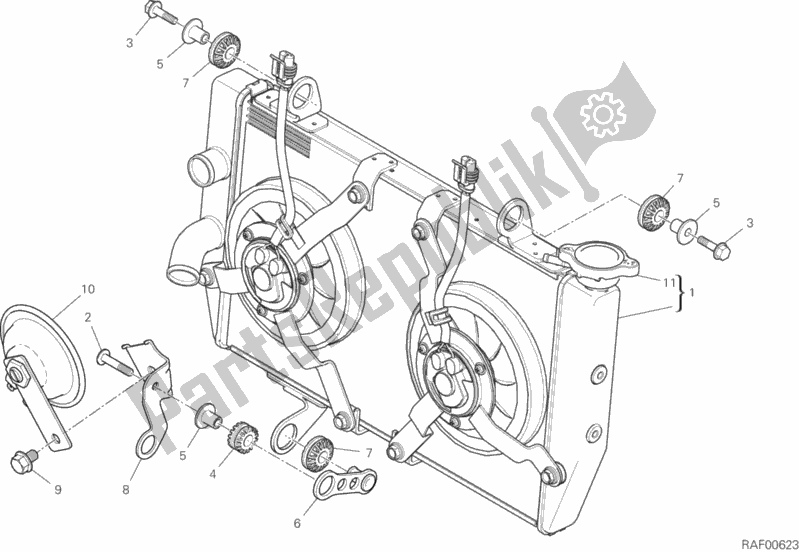 All parts for the Water Cooler of the Ducati Multistrada 1260 S ABS Thailand 2019